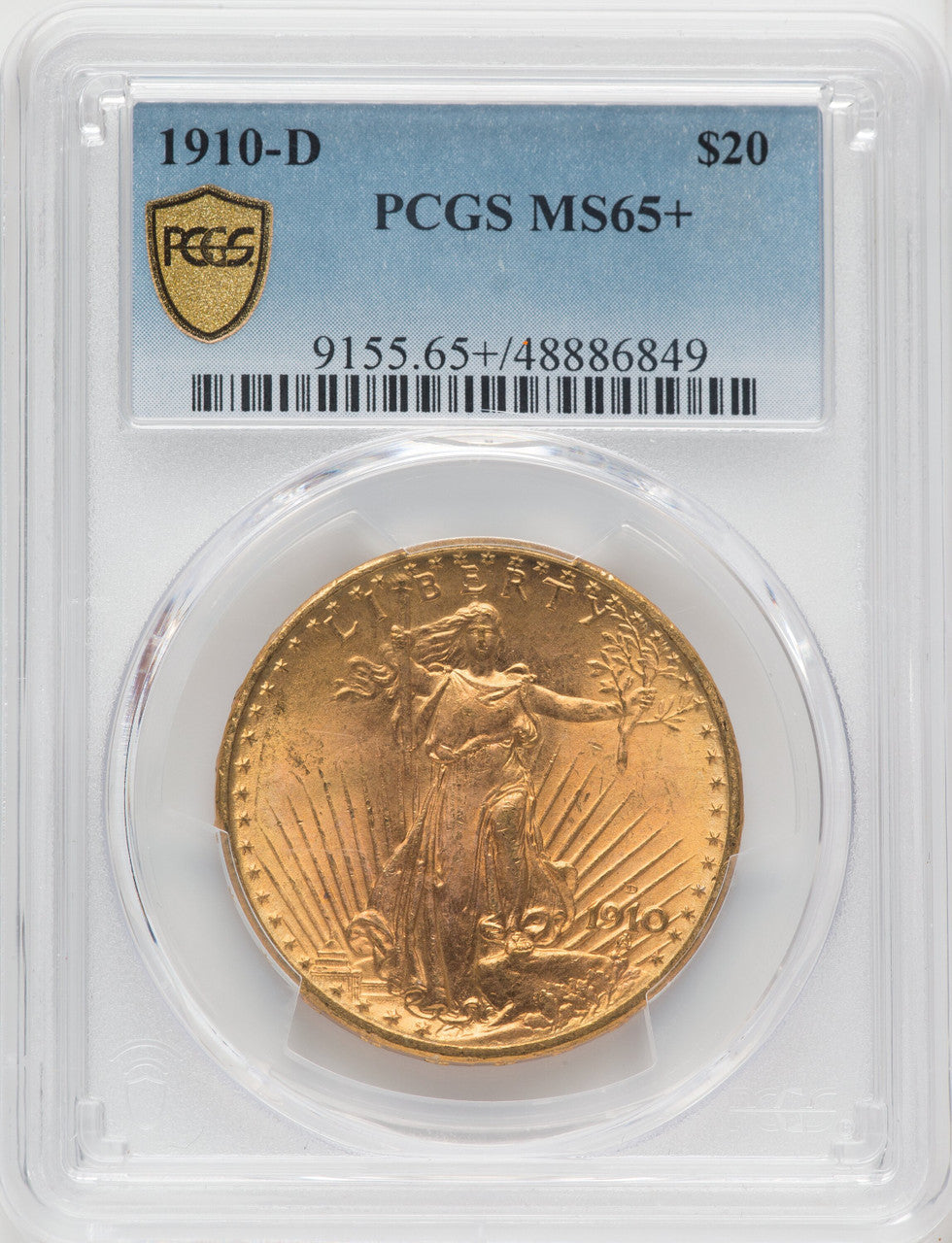 1910-D $20 Saint-Gaudens Double Eagle PCGS MS65+