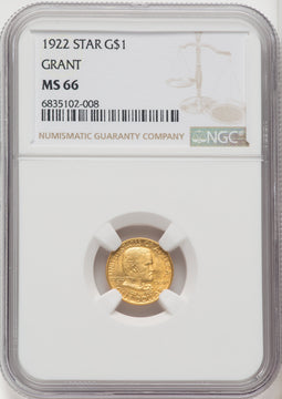 1922 G$1 Grant With Star Commemorative Gold NGC MS66 (766224011)