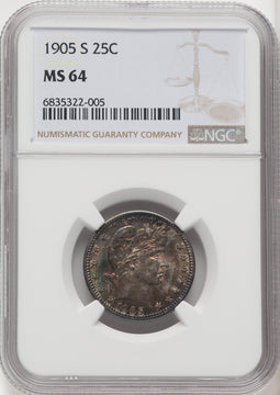 1905-S 25C Barber Quarter NGC MS64