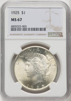 1925 $1 Peace Dollar NGC MS67 (765816015)
