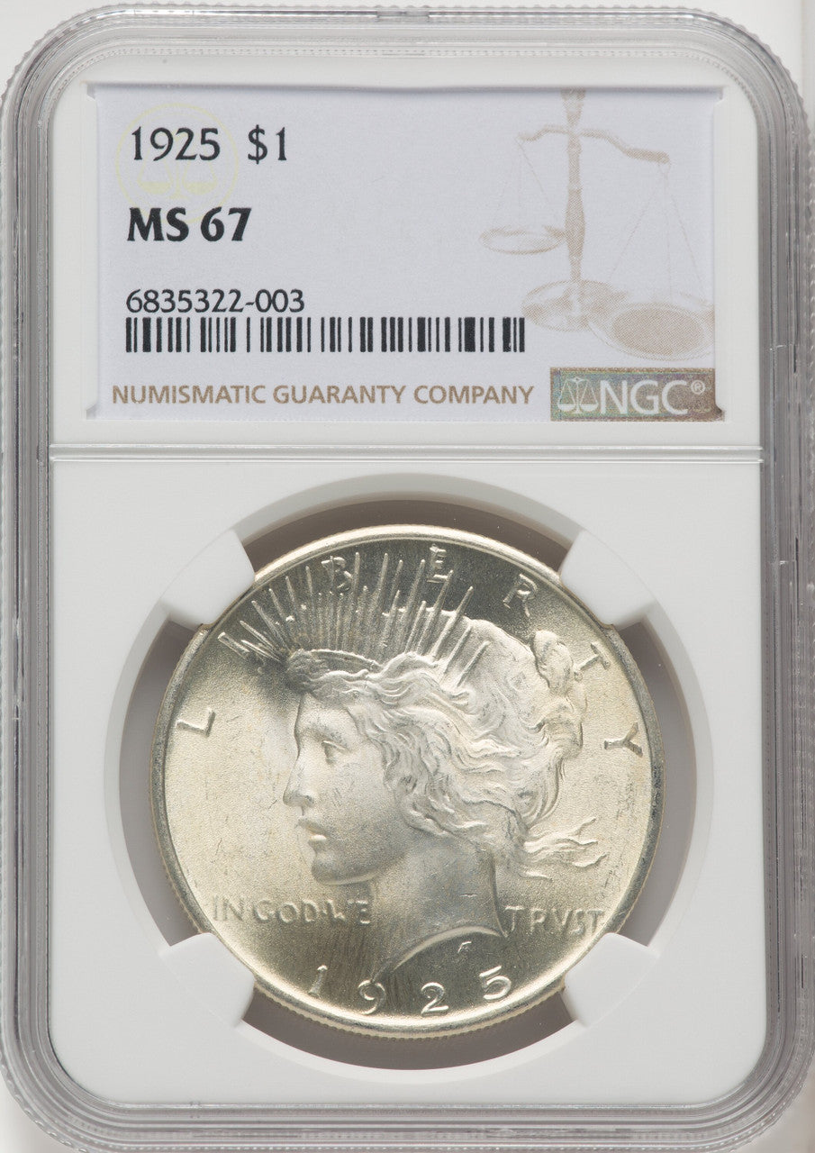 1925 $1 Peace Dollar NGC MS67 (765816015)