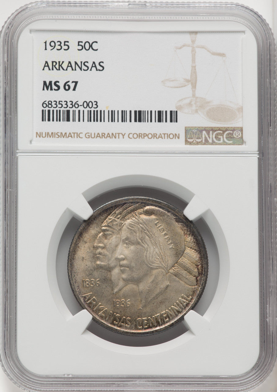 1935 50C Arkansas Commemorative Silver NGC MS67 (766879083)