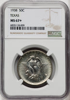 1938 50C Texas Commemorative Silver NGC MS67+