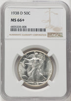 1938-D 50C Walking Liberty Half Dollar NGC MS66+ (766023004)