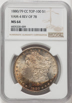 1880-CC $1 80/79 Reverse of 1878 VAM-4 Morgan Dollar NGC MS64