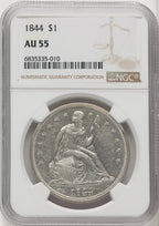 1844 S$1 Seated Dollar NGC AU55