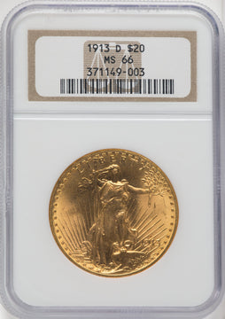 1913-D $20 Saint-Gaudens Double Eagle NGC MS66 (766701005)