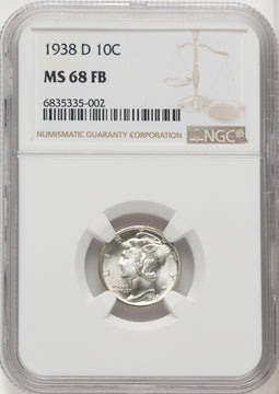 1938-D 10C FB Mercury Dime NGC MS68 (765486004)