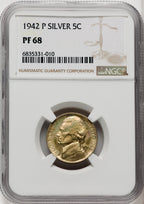1942-P 5C TYPE 2 Proof Jefferson Nickel NGC PR68 (766550014)