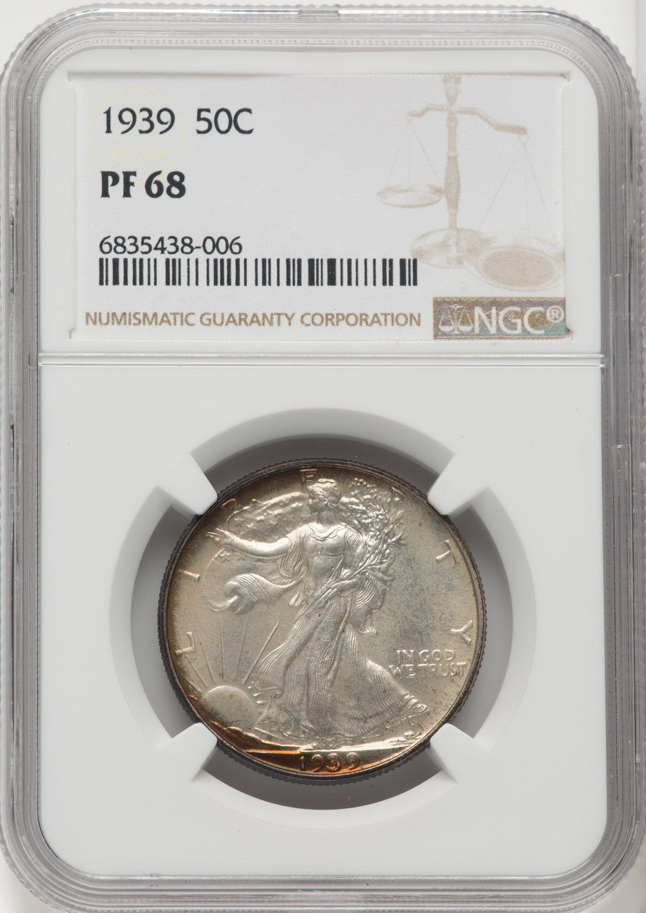 1939 50C Proof Walking Liberty Half Dollar NGC PR68