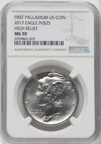 2017 $25 Palladium Brown Label NGC MS70