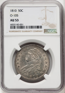 1810 50C O-105R.2 Bust Half Dollar NGC AU53