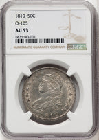 1810 50C O-105R.2 Bust Half Dollar NGC AU53
