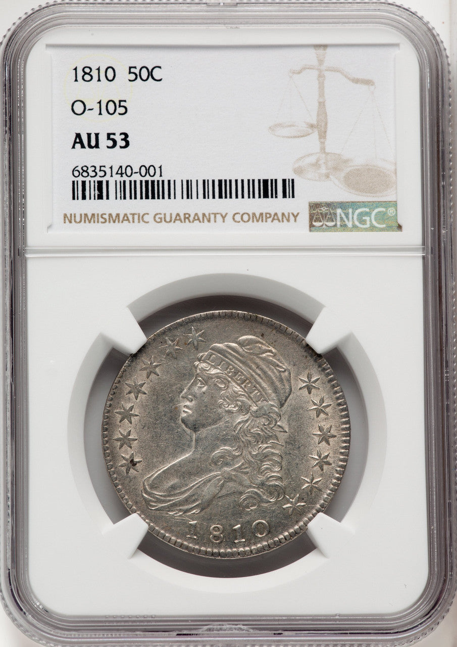 1810 50C O-105R.2 Bust Half Dollar NGC AU53