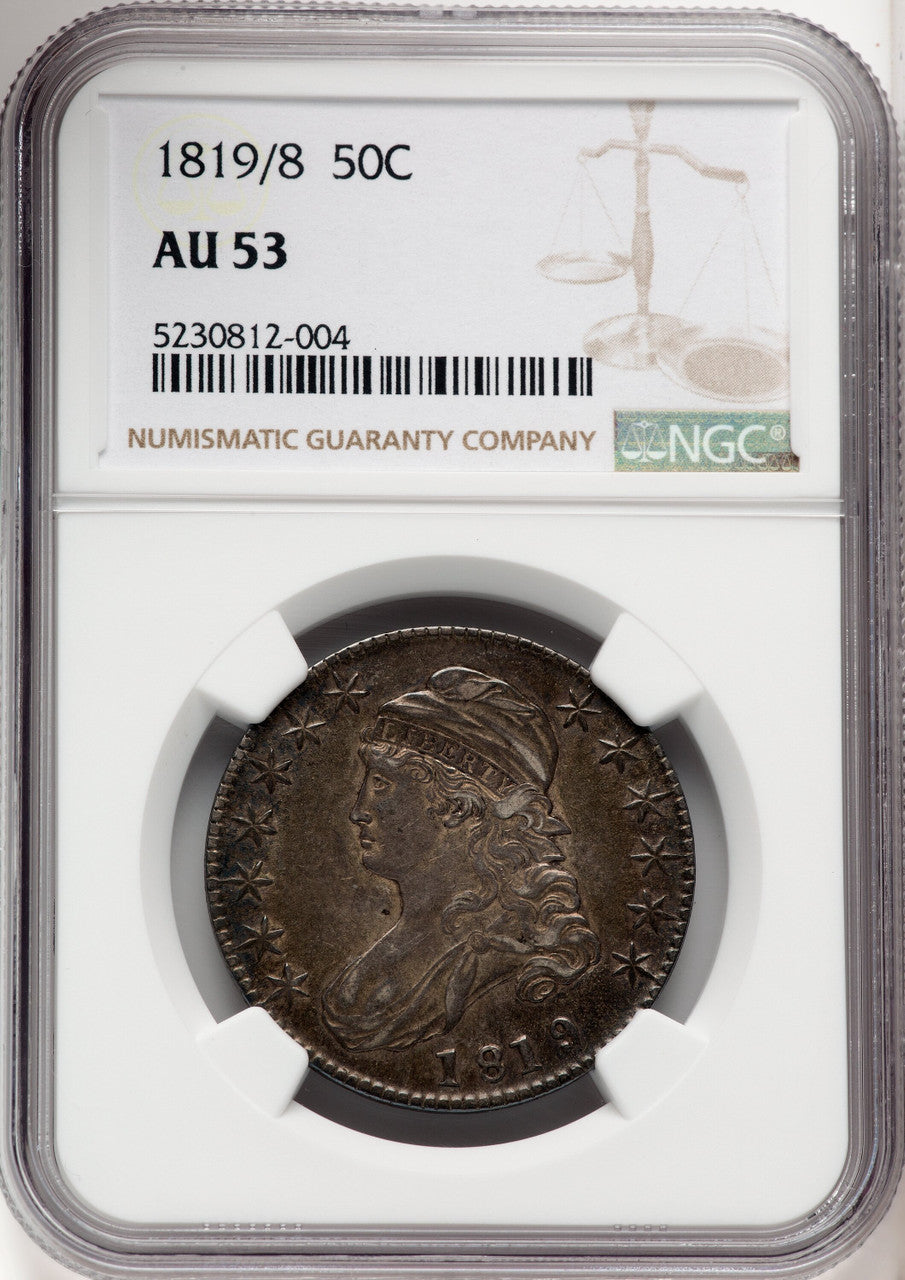 1819/8 50C Small 9 Bust Half Dollar NGC AU53