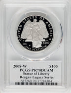 2008-W $100 One-Ounce Platinum Eagle Statue of Liberty Michael Reagan PCGS PR70