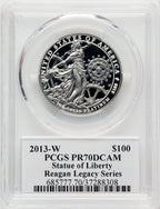 2013-W $100 One-Ounce Platinum Eagle Statue of Liberty Michael Reagan PCGS PR70