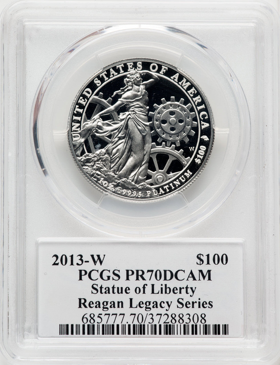 2013-W $100 One-Ounce Platinum Eagle Statue of Liberty Michael Reagan PCGS PR70