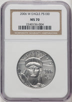 2006-W $100 One-Ounce Platinum Eagle Burnished Brown Label NGC MS70