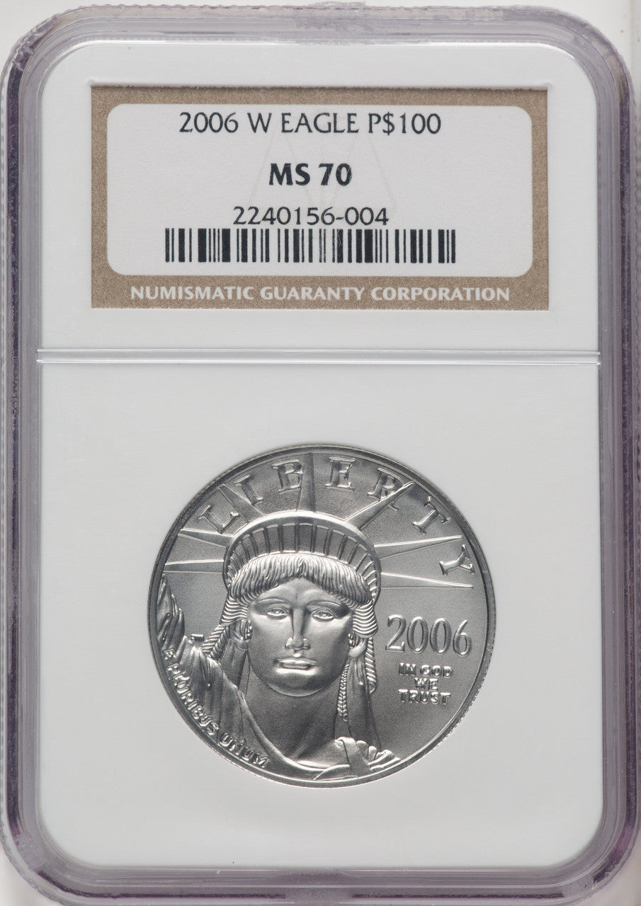 2006-W $100 One-Ounce Platinum Eagle Burnished Brown Label NGC MS70