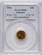 1916 G$1 McKinley Commemorative Gold PCGS MS66
