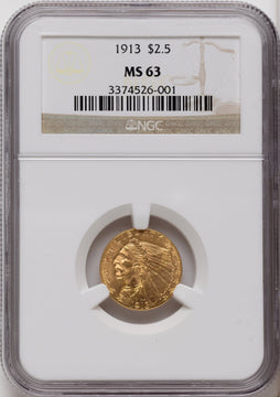 1913 $2.50 Indian Quarter Eagle NGC MS63