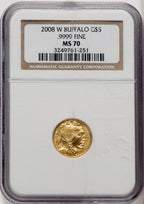 2008-W 4-Coin Set Gold Buffalos NGC MS70
