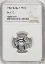 1997 $25 Quarter-Ounce Platinum Eagle Brown Label NGC MS70