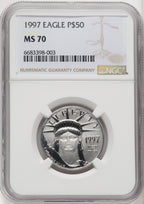 1997 $50 Half-Ounce Platinum Eagle Brown Label NGC MS70