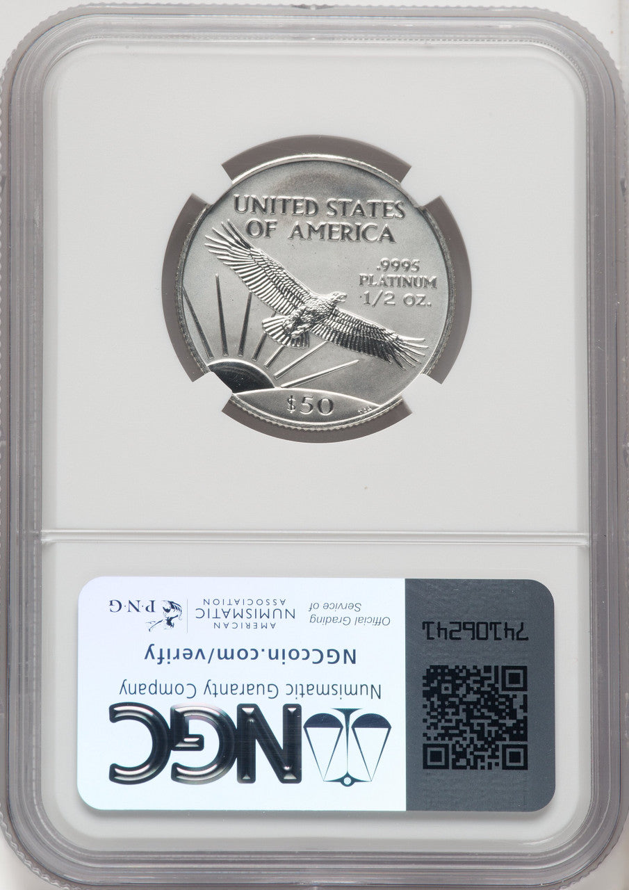 1997 $50 Half-Ounce Platinum Eagle Brown Label NGC MS70