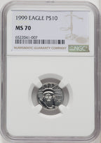 1999 $10 Tenth-Ounce Platinum Eagle Brown Label NGC MS70