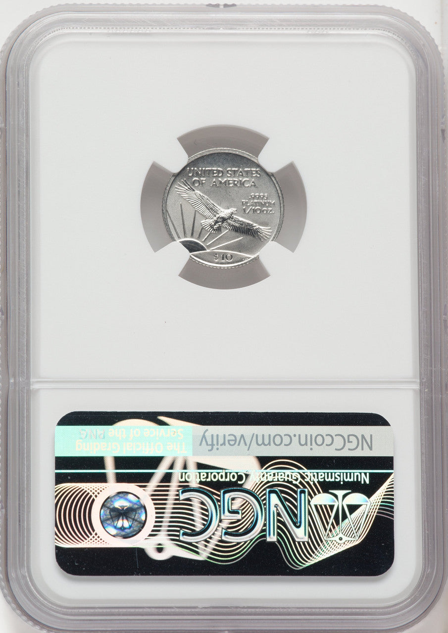 1999 $10 Tenth-Ounce Platinum Eagle Brown Label NGC MS70