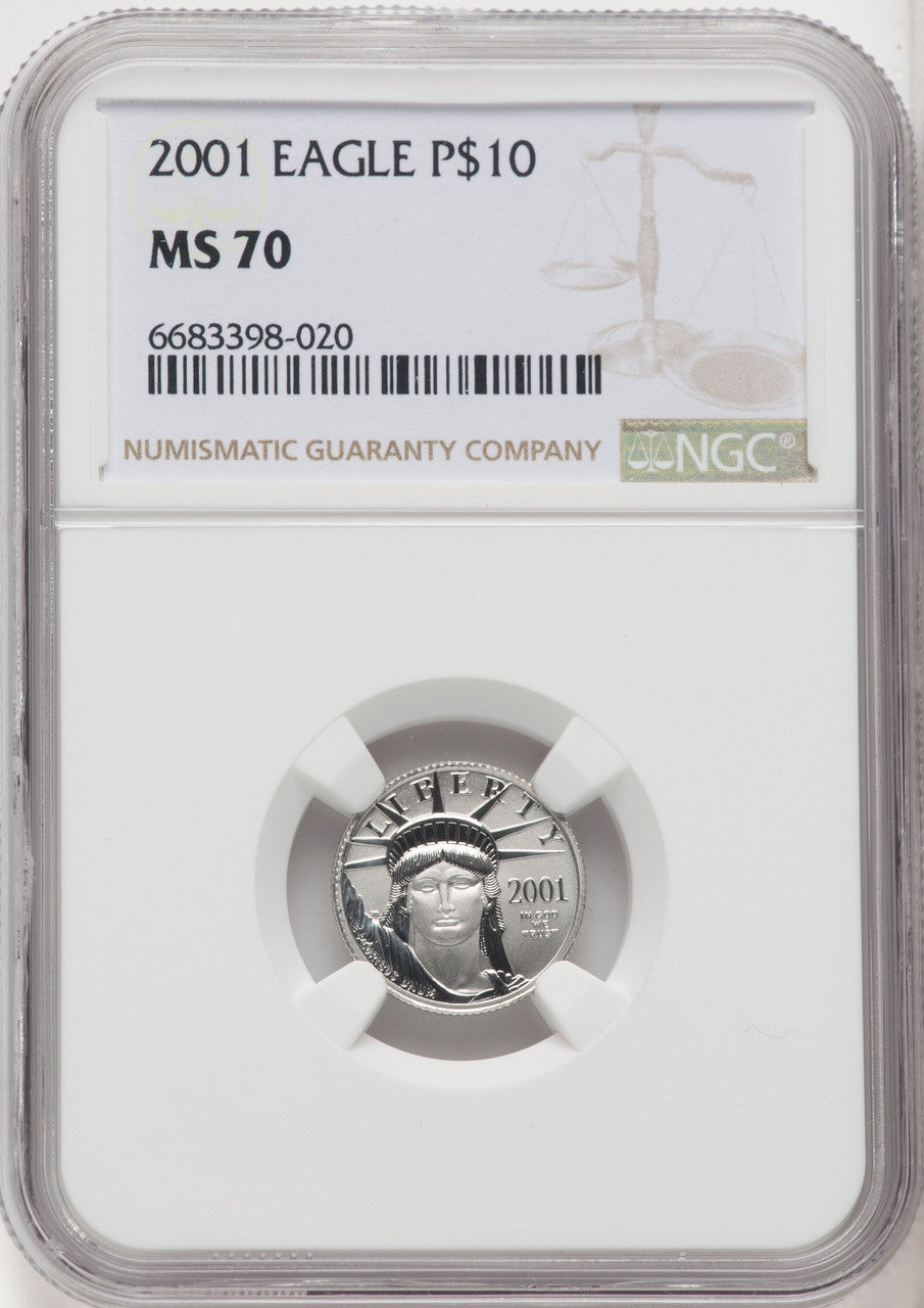 2001 $10 Tenth-Ounce Platinum Eagle NGC MS70