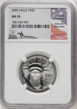 2002 $50 Half-Ounce Platinum Eagle NGC MS70