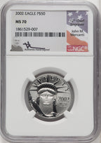 2002 $50 Half-Ounce Platinum Eagle NGC MS70