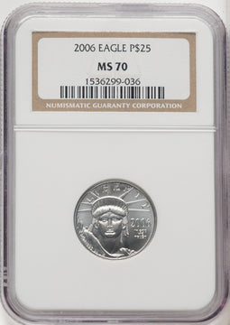 2006 $25 Quarter-Ounce Platinum Eagle Brown Label NGC MS70