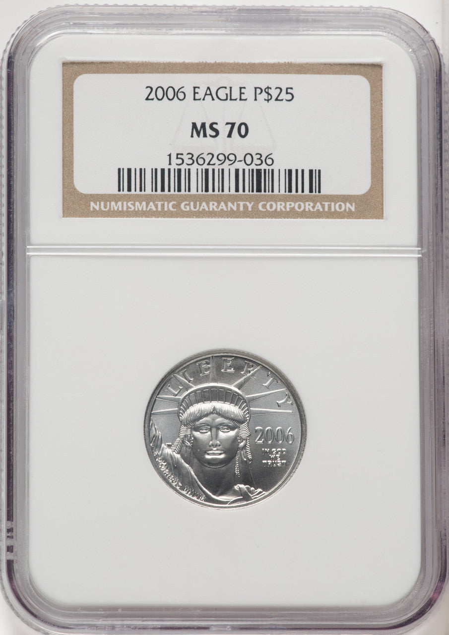 2006 $25 Quarter-Ounce Platinum Eagle Brown Label NGC MS70