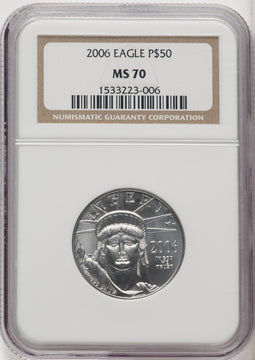 2006 $50 Half-Ounce Platinum Eagle Brown Label NGC MS70