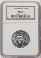 2006 $50 Half-Ounce Platinum Eagle Brown Label NGC MS70