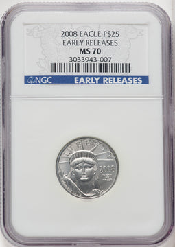 2008 $25 Quarter-Ounce Platinum Eagle First Strike ER Blue NGC MS70