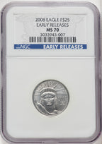 2008 $25 Quarter-Ounce Platinum Eagle First Strike ER Blue NGC MS70
