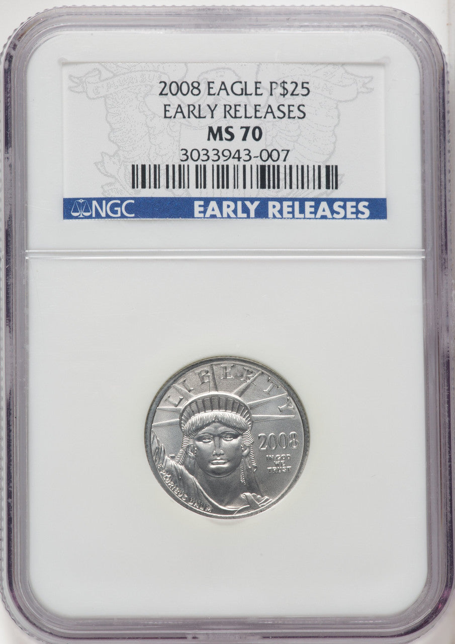 2008 $25 Quarter-Ounce Platinum Eagle First Strike ER Blue NGC MS70