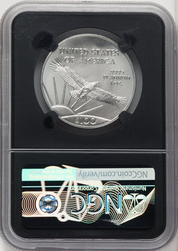 2018 $100 One-Ounce Platinum Eagle Statue of Liberty First Day of Issue FDI 1ST NGC MS70