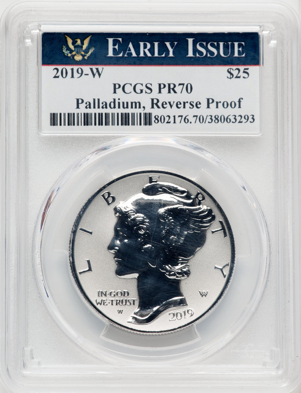 2019-W $25 Palladium Reverse Proof First Strike PCGS PR70 (504657002)