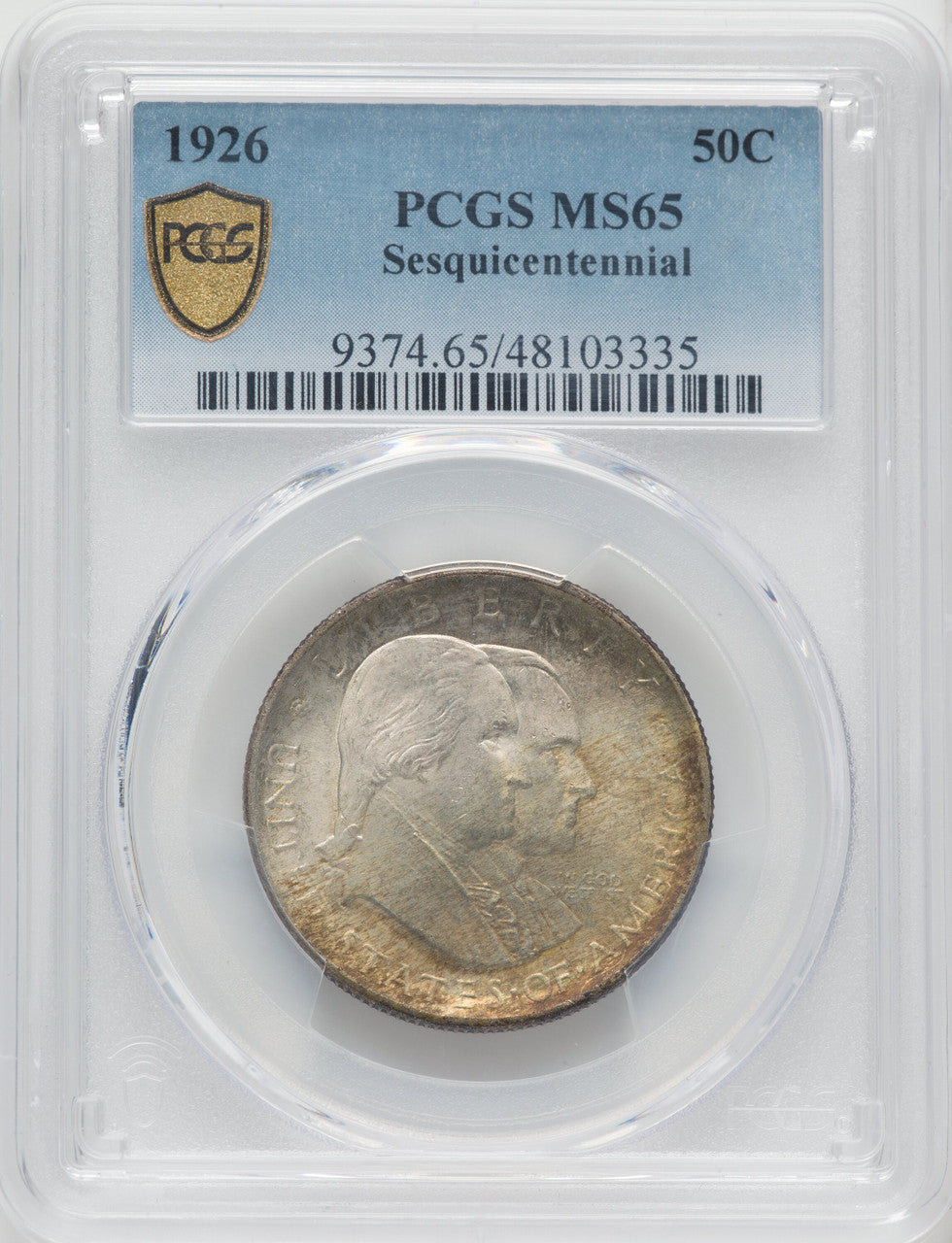 1926 50C Sesquicentennial Commemorative Silver PCGS MS65