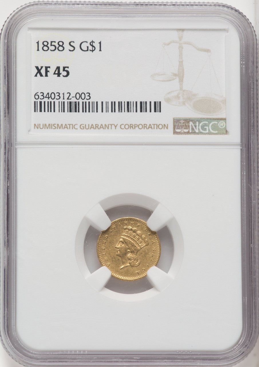1858-S G$1 Gold Dollar NGC XF45