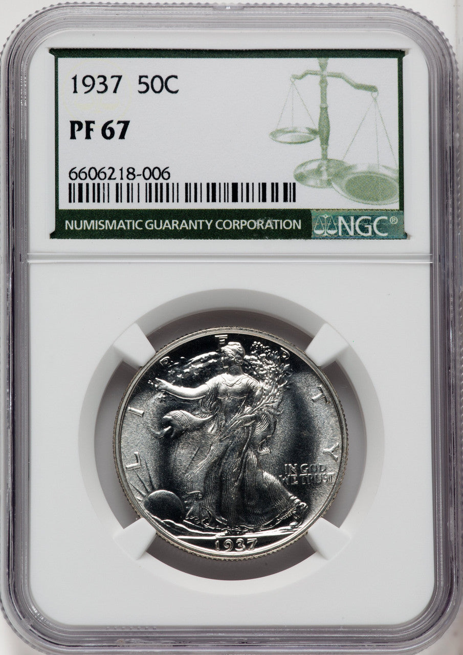 1937 50C Green Label Proof Walking Liberty Half Dollar NGC PR67