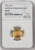 1926 $2.50 SESQUI Commemorative Gold NGC MS65 (519097023)