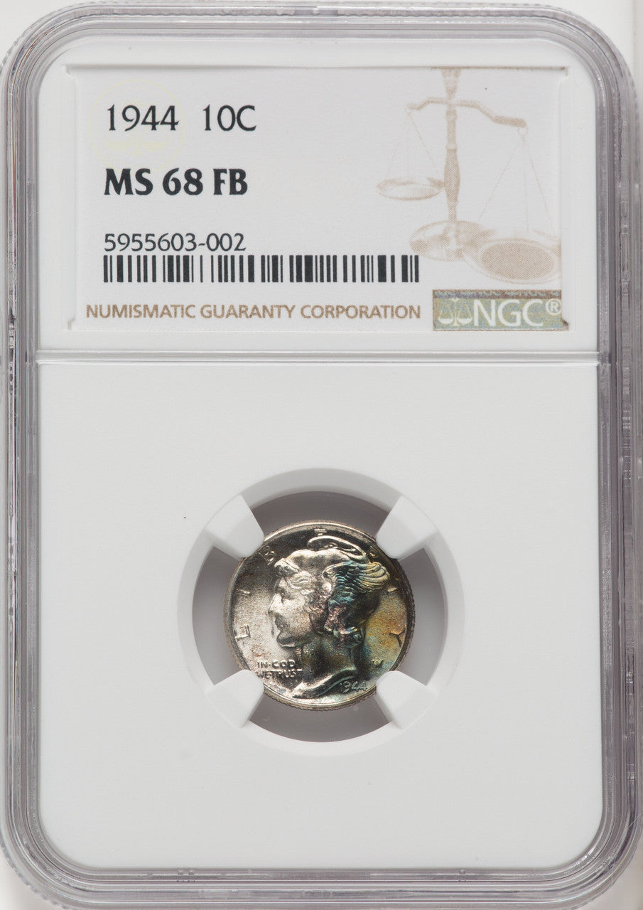 1944 10C FB Mercury Dime NGC MS68