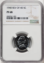 1940 5C Proof Jefferson Nickel NGC PR68